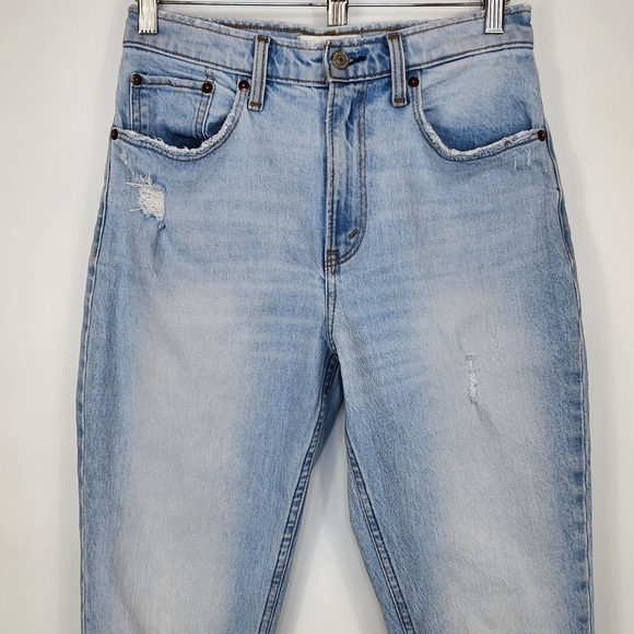 Abercrombie & Fitch High Rise Mom Jean Tapered Cropped Distressed Ripped 26 2 - Picture 3 of 10